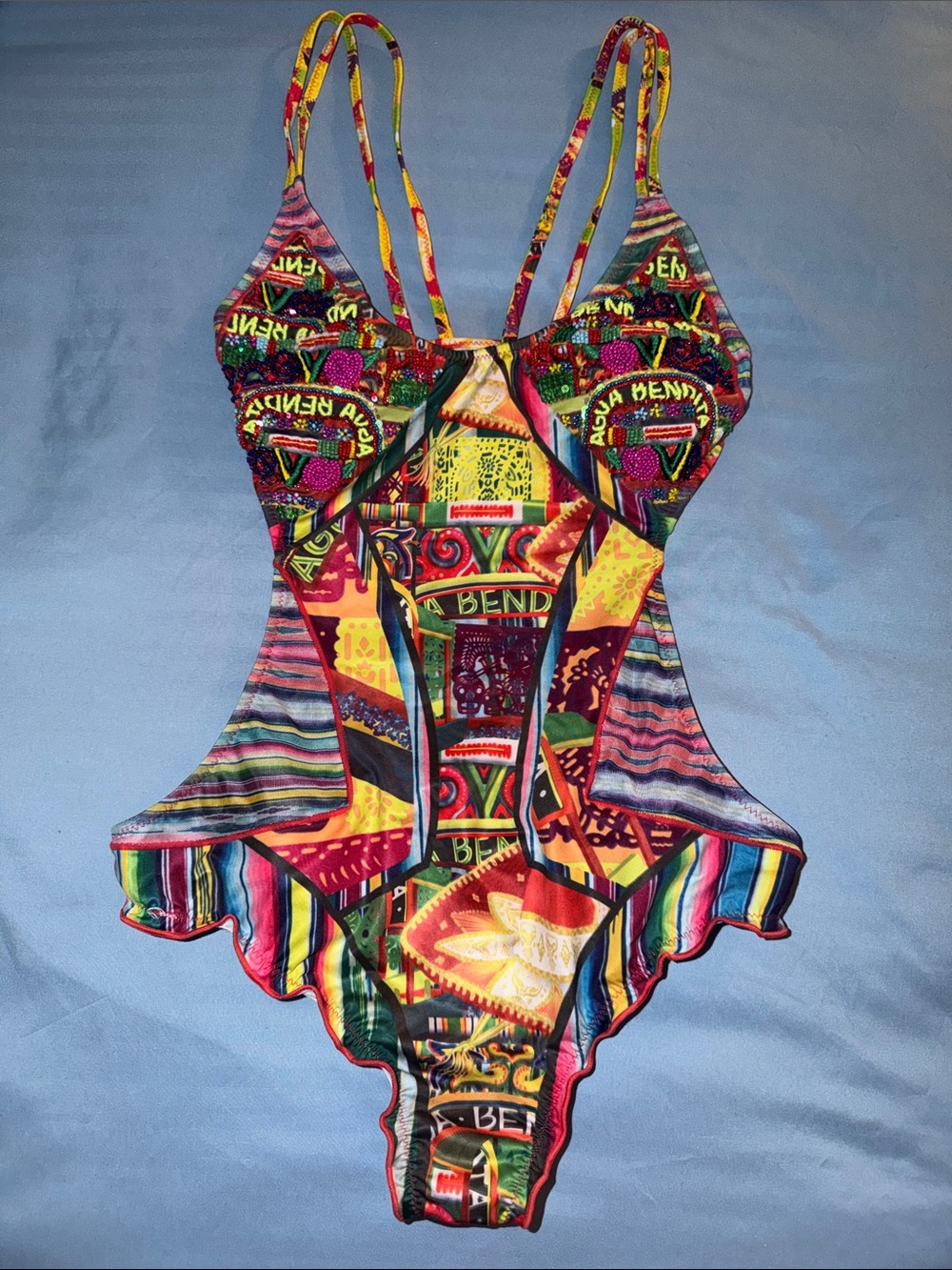 Agua Bendita Multicolor Patchwork One-Piece Swimsuit